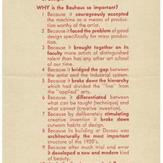 BAUHAUS. Alfred H. Barr, Jr. & Herbert Bayer: WHAT IS THE BAUHAUS? New York: Museum of Modern Art, Nov. 1938.