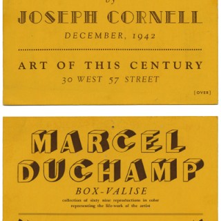 ART OF THIS CENTURY. Joseph Cornell / Marcel Duchamp / Lawrence Vail: OBJECTS BY JOSEPH CORNELL / BOX-VALISE / BOTTLES. December 1942.