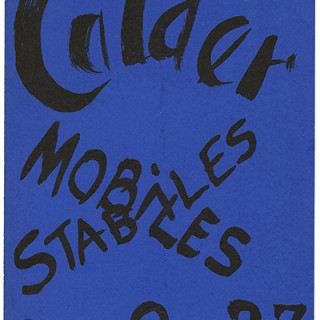 Calder, Alexander: CALDER MOBILES-STABILES. New York: Pierre Matisse Gallery, [1939]. Single fold announcement on slick multicolor stock.