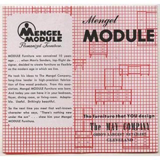 MENGEL MODULE FURNITURE. Promotional/sales ephemera for Morris B. Sanders’ Furniture designed in 1946 & produced by the Mengel Furniture Company of Louisville, KY.