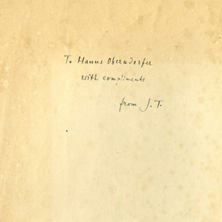 Tschichold, Jan: Inscribed offprint of “Glaube und Wirklichkeit.” [St. Gallen: Verlag Zollikofer & Co., Juni 1946].