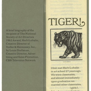 LUBALIN. Lou Dorfsman: HERB LUBALIN. New York: The National Society of Art Directors, 1962.