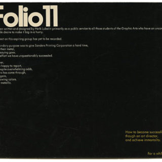 Lubalin, Herb: FOLIO 11. New York: Sanders Printing Corporation, 1967.