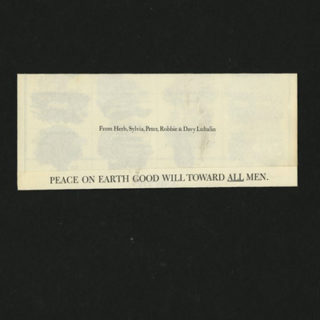 Lubalin, Herb: PEACE ON EARTH GOOD WILL TOWARD ALL MEN . . .  [New York: Herb Lubalin, c. 1955].