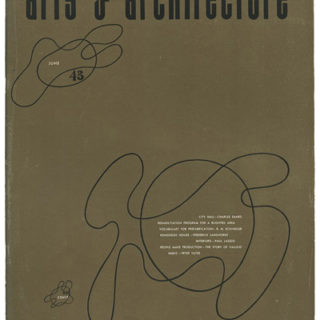 Eames, Ray [Cover Artist]: CALIFORNIA ARTS AND ARCHITECTURE, June 1943. Los Angeles: John D. Entenza, Volume 60, number 6.