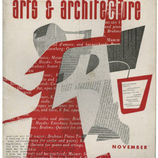 Eames, Ray [Cover Artist]: CALIFORNIA ARTS AND ARCHITECTURE, November 1943. Los Angeles: John D. Entenza, Volume 60, number 10.