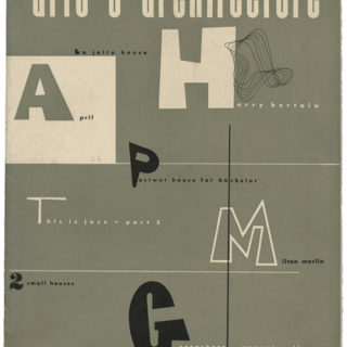 Eames, Ray [Cover Artist]: ARTS AND ARCHITECTURE, April 1944. Los Angeles: John D. Entenza, Volume 61, number 4.