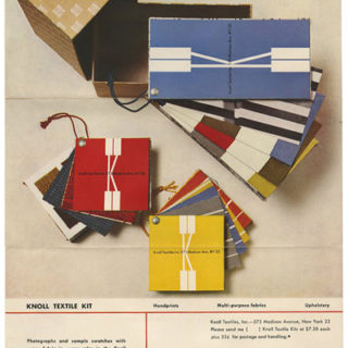 KNOLL Textiles, Inc.: ARCHIVE OF MARKETING MATERIALS. New York: Knoll Textiles, Inc., 1955 – 1958.