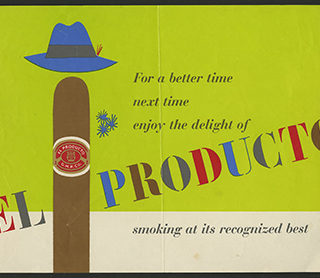 Rand, Paul: FOR A BETTER TIME NEXT TIME ENJOY THE DELIGHT OF EL PRODUCTO . . .  [poster title]. New York, William Weintraub, [c. 1955]. 