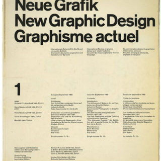 NEUE GRAFIK / NEW GRAPHIC DESIGN / GRAPHISME ACTUEL 1. Zurich: Verlag Otto Walter AG, Olten, September 1958.