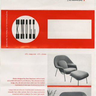 KNOLL Associates, Inc.: “Chairs Designed by Eero Saarinen.” New York: Knoll Associates, Inc., [c. 1957]. Herbert Matter [Designer].