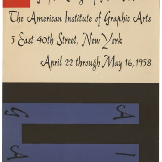 AIGA. Martin, Noel [Designer]: GRAPHIC DESIGN OF NOEL MARTIN [poster title]. New York: American Institute of Graphic Arts, 1958.