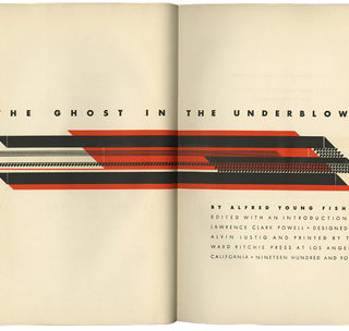 Lustig, Alvin [Designer] Alfred Young Fisher: THE GHOST IN THE UNDERBLOWS. Los Angeles: Ward Ritchie Press, 1940. First edition [#142 of 300].
