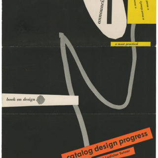Sutnar, Ladislav: CATALOG DESIGN PROGRESS [Announcing — a most important . . . book on design]. New York: Sweet’s Catalog Service, [F. W. Dodge Corporation, 1950].