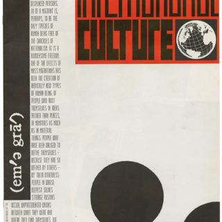 EMIGRE 6 [International Culture].  Berkeley, CA: Emigre, 1986. Original edition [3,000 copies]. Rudy VanderLans and Zuzana Licko.
