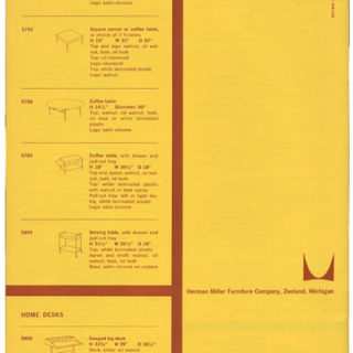 HERMAN MILLER FURNITURE FOR THE HOME. Zeeland, MI: The Herman Miller Furniture Company, [n. d. 1956]. First edition [WB-258] .