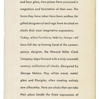 Howard Miller Clock Company, George Nelson: CHRONOPAK [brochure title]. Zeeland, MI: Howard Miller Clock Company, n. d.